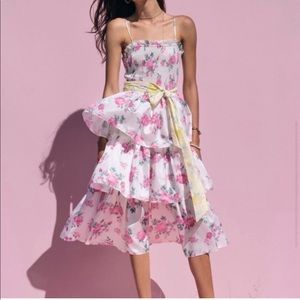 NWT LoveShackFancy Floral Elise Smock Tiered Dress
